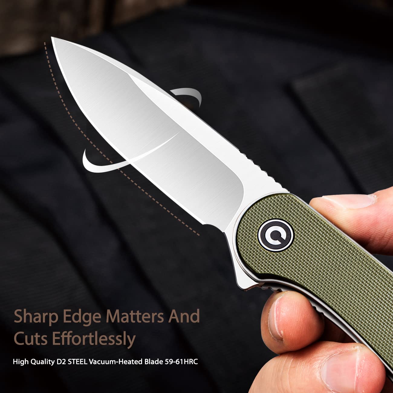 CIVIVI Knives Elementum Folding Pocket Knife 2.96" D2 Satin Blade,G-10 Handles C907E (Green)