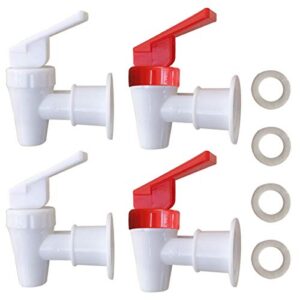 replacement cooler faucet - 2 white and 2 red water dispenser tap set - internal thread plastic spigot.