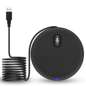 xiivio usb conference microphone, 360° omnidirectional condenser pc microphones with mute plug & play compatible with mac os x windows for video conference,gaming,chatting,skype