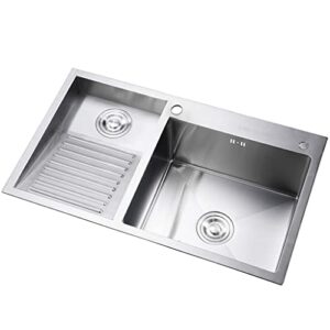 ldaos bathroom sinks laundry pool balcony household stainless steel laundry sink wash basin with washboard easy to clean double sink laundry pool gift ( color : a , size : 80*48*22cm )