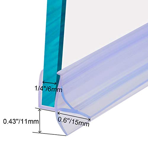 Cozylkx Glass Door Bottom Seal, Cutable Waterproof Strip for 1/4" Glass, 27.5" Length, Shower Door Sweep Stop Shower Leaks