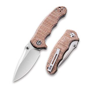 civivi hooligan small pocket knife - folding knife with 2.98” d2 blade micarta handles,hunting outdoor knife with reversible clip for men c913c (snakeskin)