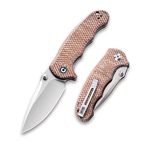 CIVIVI Hooligan Small Pocket Knife - Folding Knife with 2.98” D2 Blade Micarta Handles,Hunting Outdoor Knife with Reversible Clip for men C913C (Snakeskin)