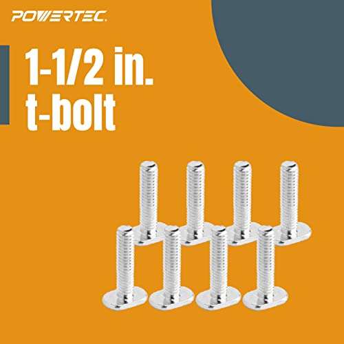 POWERTEC 71481 T Track Knob Kit w/ 7 Star Knob, 1/4-20 Threaded Bolts and Washers, 10 Pack, T Track Bolts, T Track Accessories for Woodworking Jigs and Fixtures