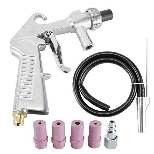 YaeKoo Sandblaster Kit Air Siphon Feed Gun Nozzle Rust Remove Abrasive with 4Pcs Ceramic Nozzle Tips for Sandblast Cabinets