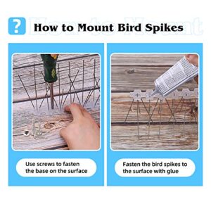 REMIAWY Bird Spikes for Small Birds, 15 Feet Bird Deterrent Spikes Stainless Steel Pigeon Spikes for Fence Roof Mailbox Window (14 Pack)