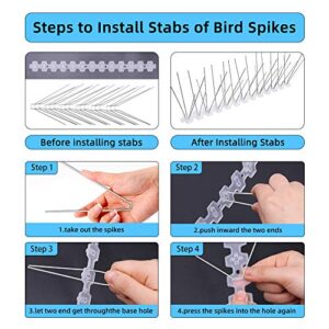 REMIAWY Bird Spikes for Small Birds, 15 Feet Bird Deterrent Spikes Stainless Steel Pigeon Spikes for Fence Roof Mailbox Window (14 Pack)