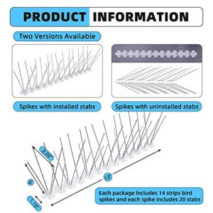 REMIAWY Bird Spikes for Small Birds, 15 Feet Bird Deterrent Spikes Stainless Steel Pigeon Spikes for Fence Roof Mailbox Window (14 Pack)