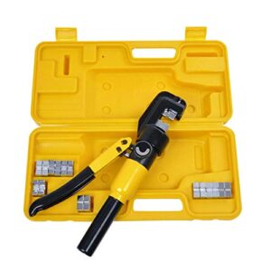 10 ton hydraulic hand crimper tool set for stainless steel cable railing fittings, crimps 1/8" to 3/16", cable crimping tool ​with 9 pairs of dies