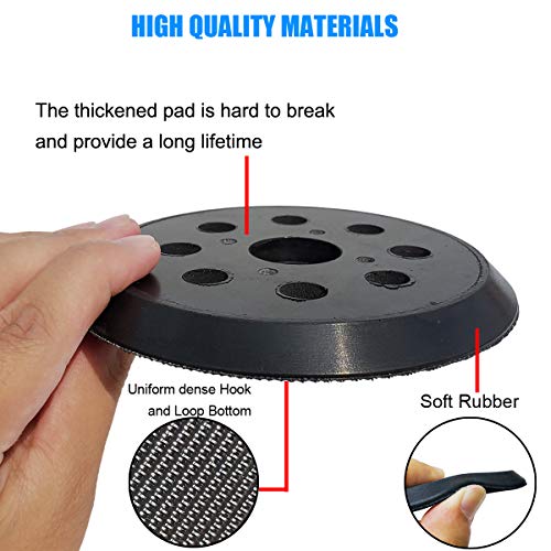 5 Inch Sander Pads for Ryobi Sander, 5" 8-Hole Hook and Loop Replacement Orbital Sanding Pad for Ryobi RS290, RS241, RS240, RS280, RS281, P411 Random Orbit Sanders