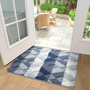 DEXI Door Mat, Non Slip Absorbent Washable Entryway Mat, Low Profile Inside Doormats for Home Entrance, Front Door, 20"x32", Blue