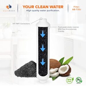 Aquaboon 2-Pack of Inline Post/Carbon Polishing Water Filter Catridge for Reverse Osmosis System Standard Size (Jaco fitting)