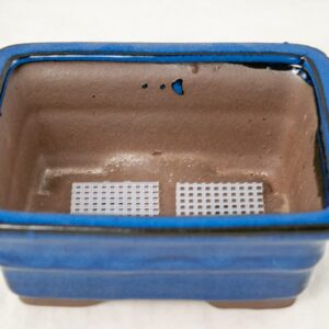 6" Rectangular Blue Bonsai/Succulent Pot + Soil + Tray + Rock + Mesh Kit