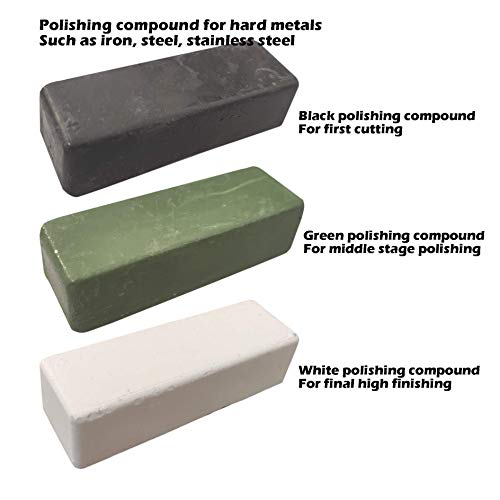 PURUI 100g Polishing Buffing Compound Kit 6PC-Kit Includes:Black Emery,General Green,White,Brown Tripoli,All Purpose Blue & Red Rouge Compounds