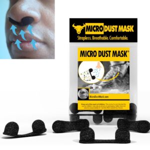 micro dust mask - dust blocker nose filter - dust mask for nose - disposable personal protective nose mask nasal filter - breathable for woodworking, lawn mowing, minor construction - black (10 pack)