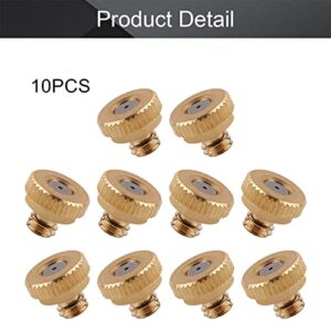 MroMax 10Pcs Brass Misting Nozzle - 3/16 Thread 0.6mm Orifice Dia Replacement Heads Atomizing Mister Sprayer Nozzle for Outdoor Cooling System Greenhouse Landscaping Dust Control