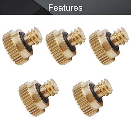 MroMax 10Pcs Brass Misting Nozzle - 3/16 Thread 0.6mm Orifice Dia Replacement Heads Atomizing Mister Sprayer Nozzle for Outdoor Cooling System Greenhouse Landscaping Dust Control