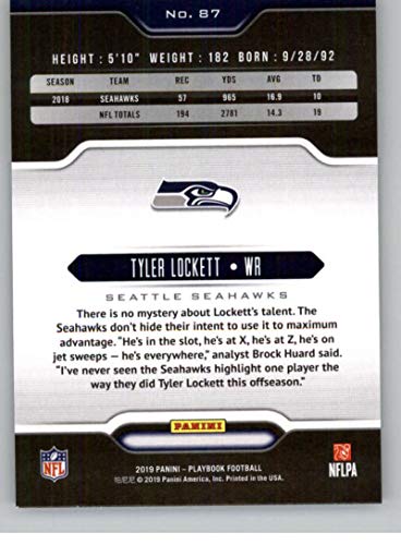 2019 Playbook Football #87 Tyler Lockett Seattle Seahawks Official NFL Trading Card From Panini America