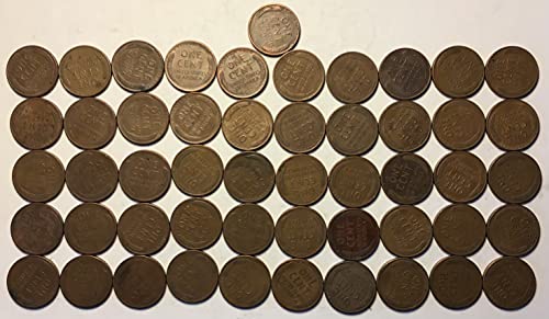 1958 P Lincoln Wheat Cent Penny Roll 50 Coins Penny Seller Extremely Fine