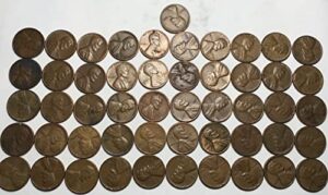 1958 p lincoln wheat cent penny roll 50 coins penny seller extremely fine