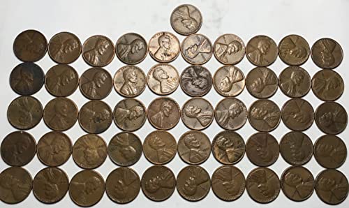 1958 P Lincoln Wheat Cent Penny Roll 50 Coins Penny Seller Extremely Fine