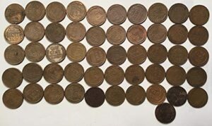 1958 D Lincoln Wheat Cent Penny Roll 50 Coins Penny Seller Extremely Fine