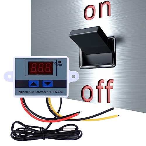 Temperature Controller, DC 12V 120W Digital LED Temperature Controller Module XH-W3001 Mini Thermostat Switch with Waterproof Sensor Probe