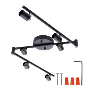 aiboo 6-light adjustable dimmable track lighting kit, flexible foldable arms, matt black color perfect for kitchen,hallyway bed room lighting fixture, gu10 base bulbs not included