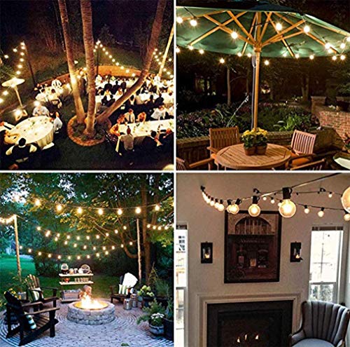 25Ft LED String Lights, G40 Outdoor Patio String Lights with 27 Shatterproof LED Clear Globe Bulbs, Indoor&Outdoor String Lights for Patio Garden Backyard Bistro Pergola Tents Gazebo Decor, White Wire