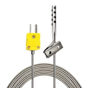 perfectprime tl3163k k-type thermocouple temperature sensor probes 316l stainless steel 752°f, open hole clip for air temperature