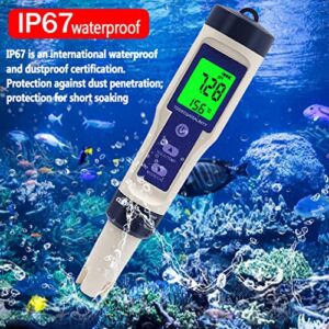 AUNMAS Multifunctional Portable PH/Salinity/TEM/TDS/EC 5in1 Digital Water Quality Tester Monitor Meter Pen