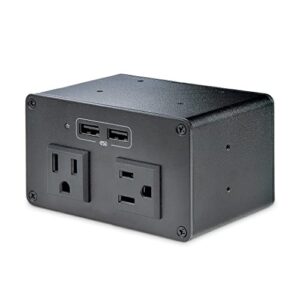 startech.com power outlet module for conference table connectivity box - 2x ac power and 2x usb-a - power and charging hub (mod4powerna)
