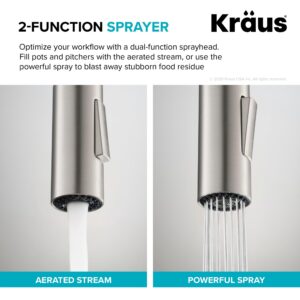 Kraus KPF-2820SFS Oletto Single Handle Pull-Down Kitchen Faucet, 17 Inch, Spot Free Stainless Steel