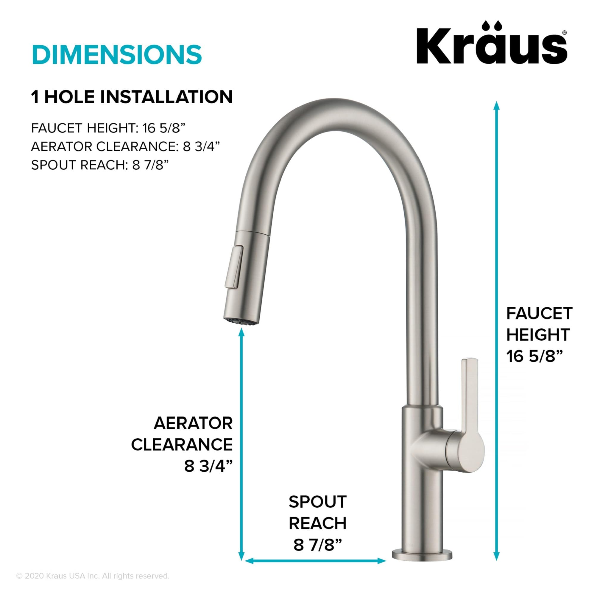 Kraus KPF-2820SFS Oletto Single Handle Pull-Down Kitchen Faucet, 17 Inch, Spot Free Stainless Steel