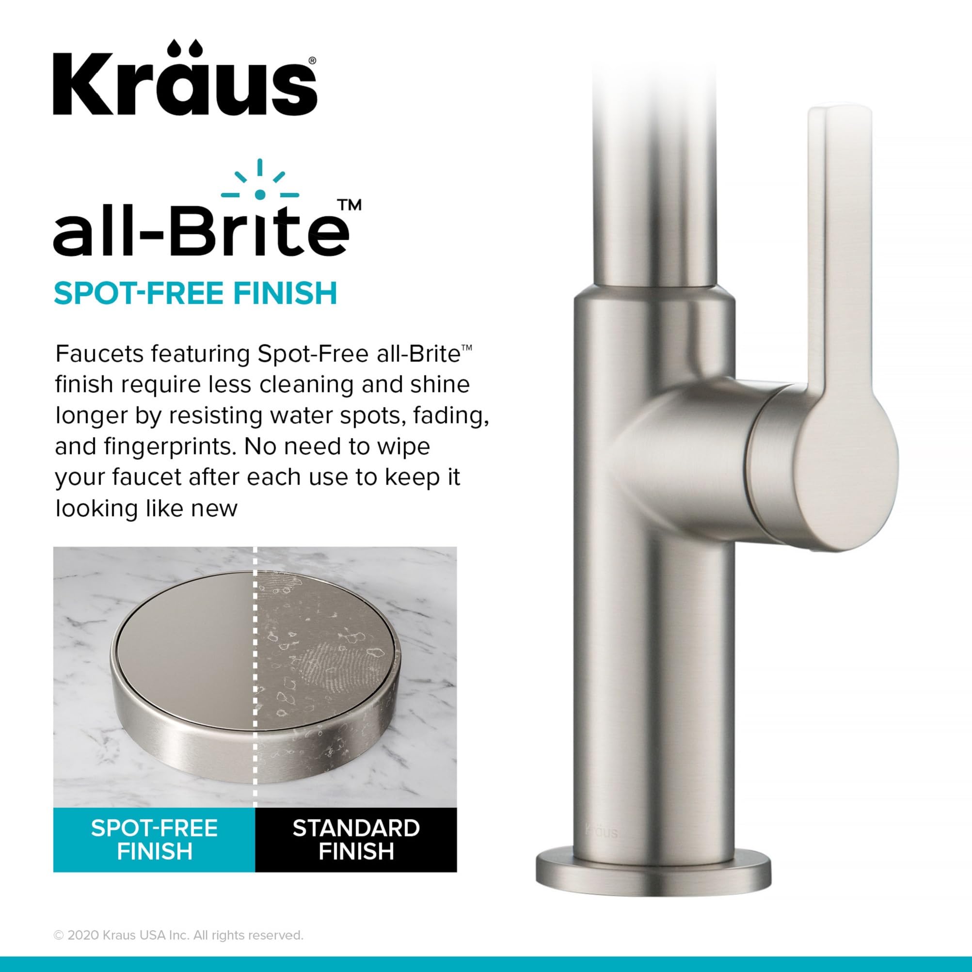 Kraus KPF-2820SFS Oletto Single Handle Pull-Down Kitchen Faucet, 17 Inch, Spot Free Stainless Steel