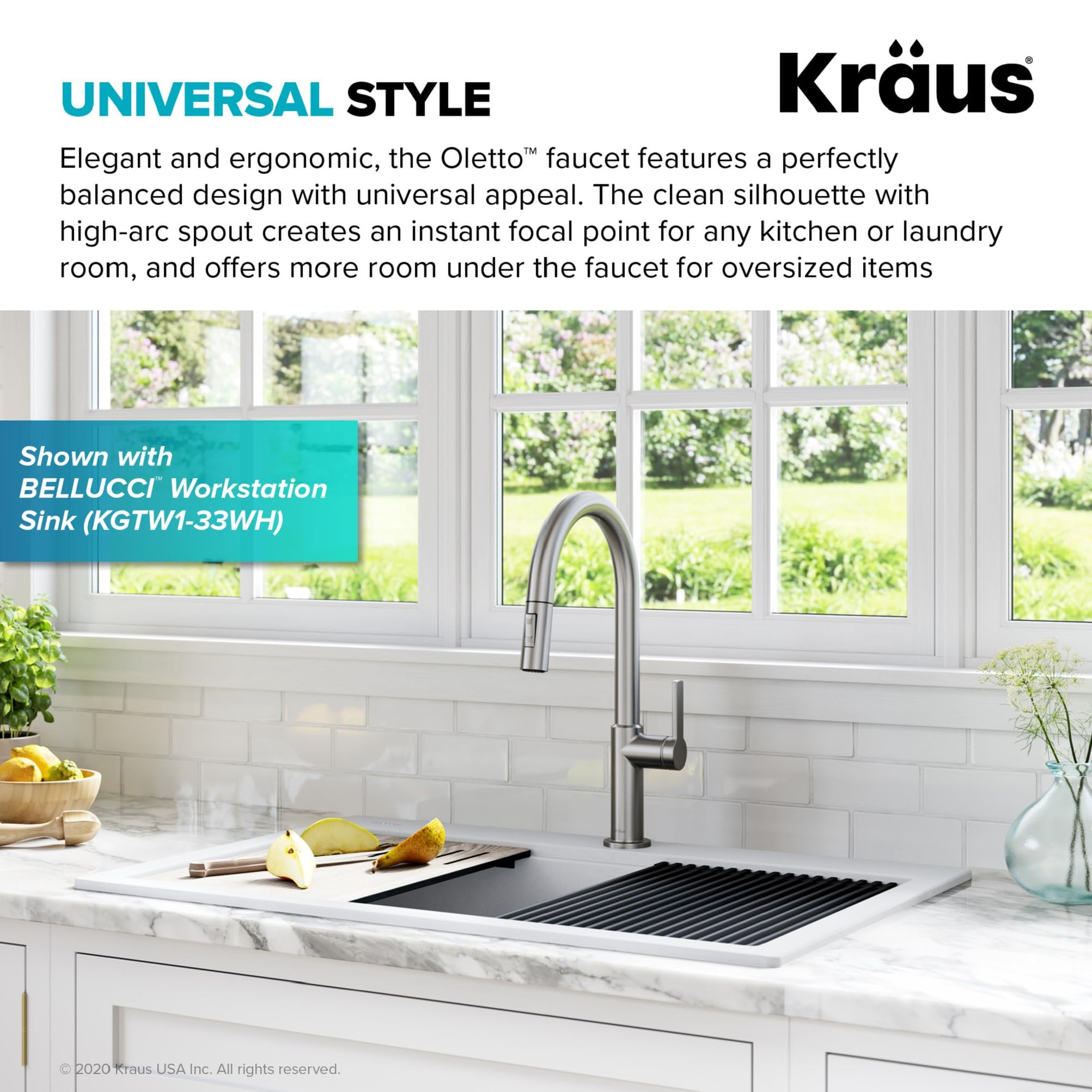 Kraus KPF-2820SFS Oletto Single Handle Pull-Down Kitchen Faucet, 17 Inch, Spot Free Stainless Steel