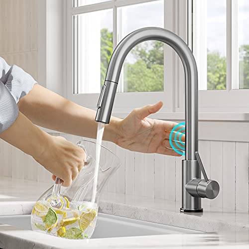 Kraus KTF-3104SFS Oletto Contemporary Single-Handle Touch Kitchen Sink Faucet with Pull Down Sprayer, 16 5/8 Inch, Spot Free Stain