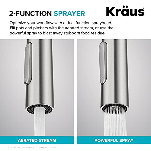 Kraus KTF-3104SFS Oletto Contemporary Single-Handle Touch Kitchen Sink Faucet with Pull Down Sprayer, 16 5/8 Inch, Spot Free Stain