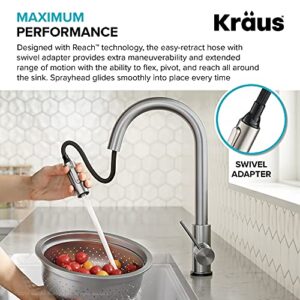 Kraus KTF-3104SFS Oletto Contemporary Single-Handle Touch Kitchen Sink Faucet with Pull Down Sprayer, 16 5/8 Inch, Spot Free Stain