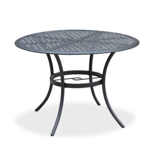 romayard 42 inch outdoor dining table round patio bistro table powder-coated steel frame top patio dining table outdoor furniture garden table with 2.1" umbrella hole (black)