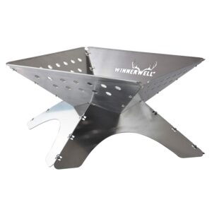 winnerwell flatfold fire pit - large| portable stainless steel fire pan