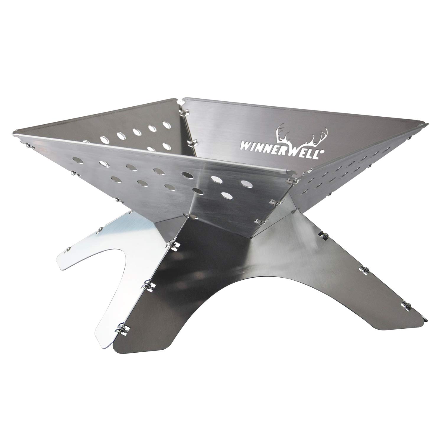 Winnerwell Flatfold Fire Pit - Large| Portable Stainless Steel Fire Pan