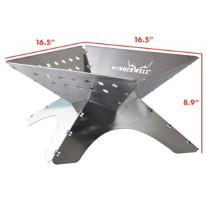 Winnerwell Flatfold Fire Pit - Large| Portable Stainless Steel Fire Pan