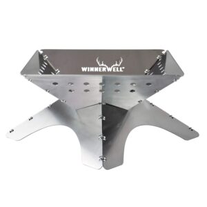 Winnerwell Flatfold Fire Pit - Large| Portable Stainless Steel Fire Pan