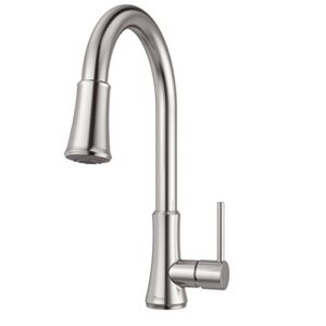 pfister pfirst series kitchen faucet with pull-down sprayer, single handle, high arc, stainless steel finish, g529pf2s