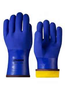 lanon pvc coated cold proof heavy duty gloves, waterproof warm work gloves for freezer work, chemical & oil resistant, non-slip, xl