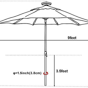 EliteShade USA 10-Year-Non-Fading Sunumbrella Solar 9ft Market Umbrella with 80 LED Lights Patio Umbrellas Outdoor Table Umbrella with Ventilation,Royal Blue