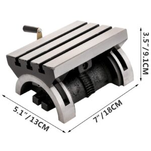 BestEquip Tilting Milling Table 7x5inch Tilting Angle Milling Machine 0-90°Adjustable Swivel Angle Plate with 3 T-slots and an Adjustable Crank Handle Heavy Duty Tilting Milling Machine for Grinding