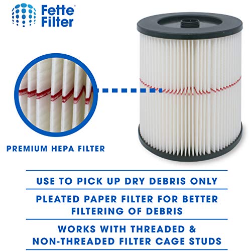 Fette Filter - Pack of 1 - General Purpose Cartridge Filter | Replacement Filter Compatible with Craftsman Red Stripe Vacuums - Compare to Part #17816 9-17816