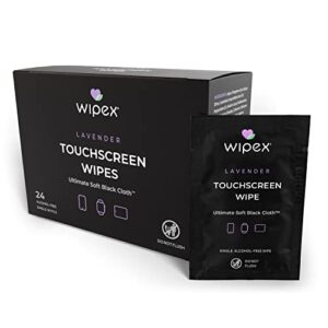 wipex screen wipes for electronics 24 individually wrapped plant based screen cleaner wipes large soft phone wipes | electronics wipes (5.9"x4.92") tech wipes for iphone (box of 1 (24pcs))